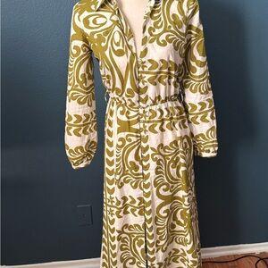 Zara Green Patterned Long Sleeve Dress